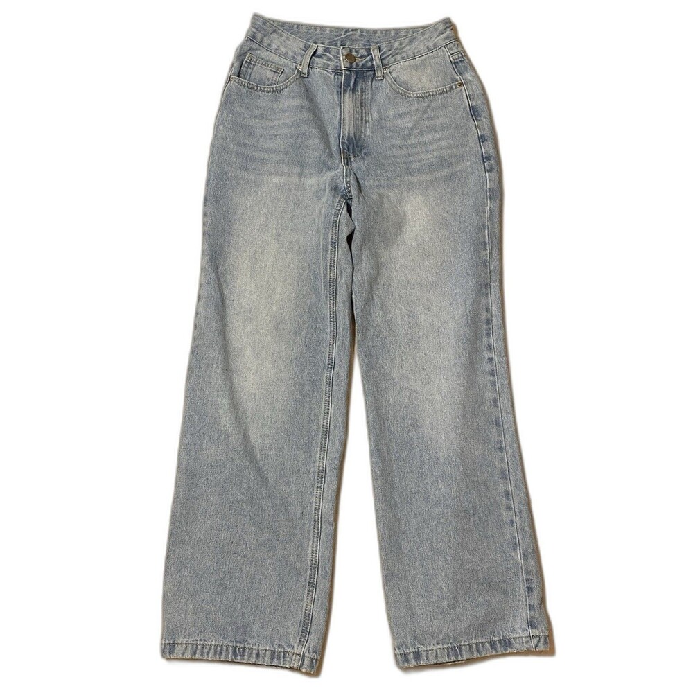 Y2K Light-Blue Wash High-Waisted Wide-Leg Style Jeans Size Small